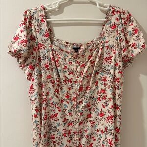 torrid Cream Floral Peplum Blouse